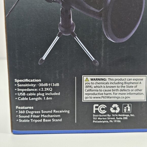 Portable USB Microphone with Pop Filter & Stand | Multi-System Compatible | NIB - Picture 6 of 7